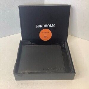 New Lundham Leather Wallet Scandinavian Design 4.75"x3.75" Black